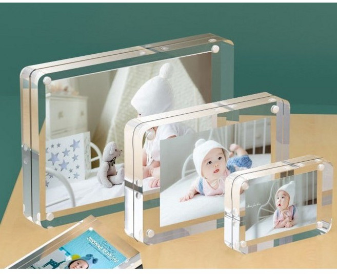 [을지메뉴] 아크릴 자석 액자 기념 사진액자 인테리어 소품 사진 투명액자, 라운드