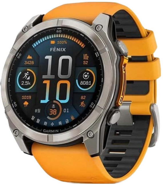가민 피닉스 8 AMOLED 아웃도어 스마트워치, 오렌지, 51mm, GPS + 블루투스