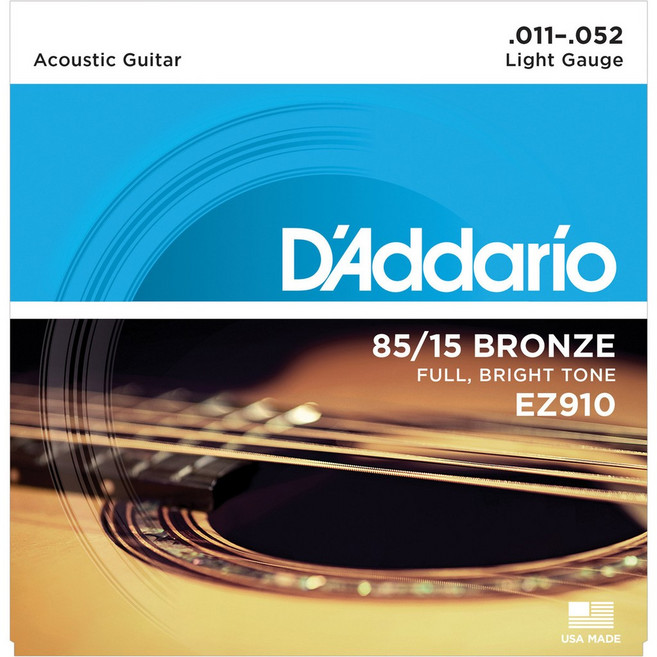 D'Addario EZ910 民謠吉他弦 黃銅 輕量規格 明亮音色, 1個