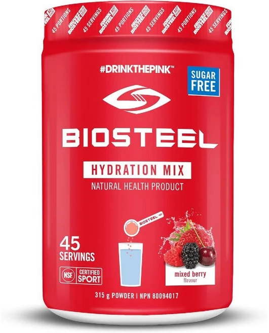 BIOSTEEL 하이드레이션 믹스 - 무설탕 필수 전해질 스포츠 드링크 파우더 베리 45회 제공량 315g, 120g, 1개 - 쿠팡