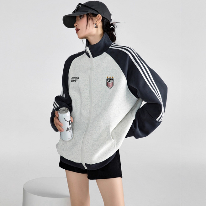 美式立領棒球服運動外套男女冬季2025新款衛衣男開衫夾克上衣chic