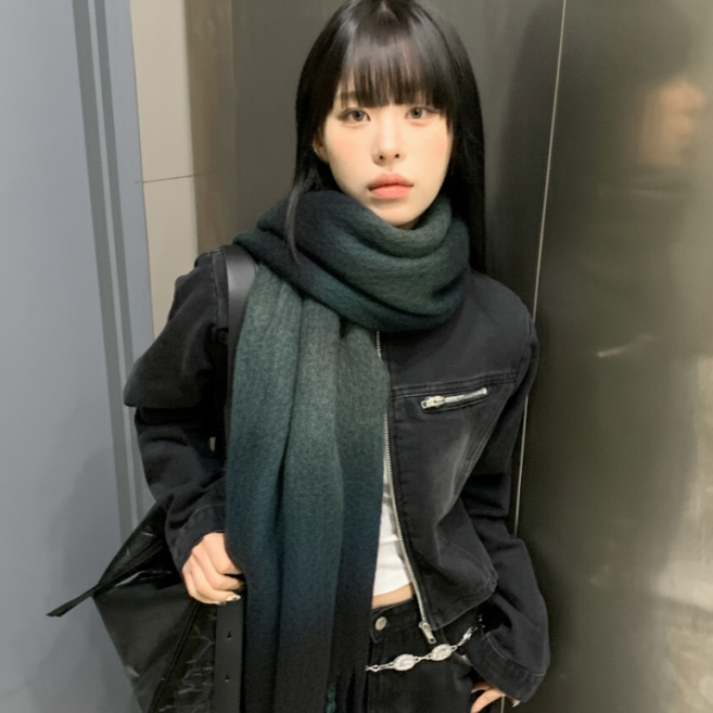 블루씨티 MD PICK 리트스 그라데이션 폭닥 믹스 롱 머플러 목도리