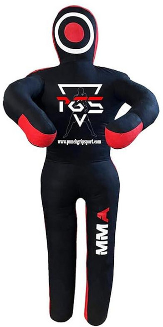 MMA 그래플링 더미 브라질리언 주짓수 BJJ 펀칭백 자기방어 레슬링 유도 가라테 복싱 던지기 제출 스탠딩 포지션 채워지지 않음 (풀 블랙 1.8m(6피트/70인치)), 블랙 레드