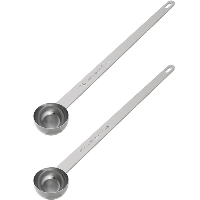 2pcs 2 큰술 커피 스쿠프 9.5 인치 길이의 손잡이 측정 스푼 2 개의 tbsp (15 ml) 커피 스쿠퍼 스테인레스 스틸 스쿠퍼, 은