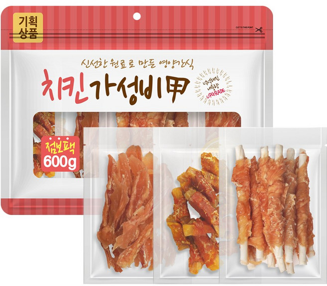 가성비갑 강아지껌 애견간식 점보팩 기획상품 애견껌 건조간식 대용량, 치킨, 600g, 1개