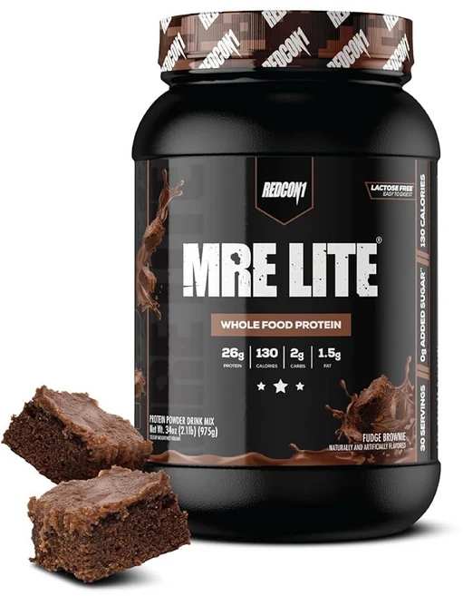 레드콘1 MRE 라이트 단백질 파우더 바닐라 밀크셰이크 - 동물성 블렌드로 유당 프리 및 설탕, 6 Fudge Brownie - 30 Servings, 1, 945g - 쿠팡
