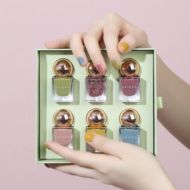 손톱 보호 여성 네일아트 추천! 쉬운 매니큐어 & 고정향 방취 & 구움 없음 & 떼어내기 & 친환경, 폐월수화(6가지 색상 포함), 400g, 1개