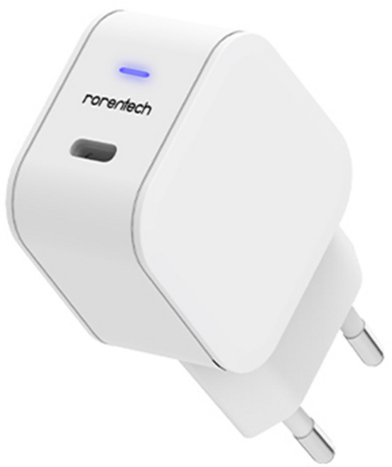 로랜텍 파스텔 갤럭시 아이폰 호환 초고속 충전기, 화이트, 1개