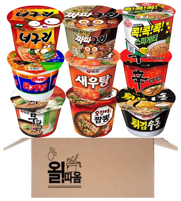 큰컵라면 프리미엄 1호(농심 너구리+앵그리짜파+육개장+새우탕+신라면+무파마+오징어짬뽕+튀김우동+오뚜기 콕콕스파게티) 각 1개씩