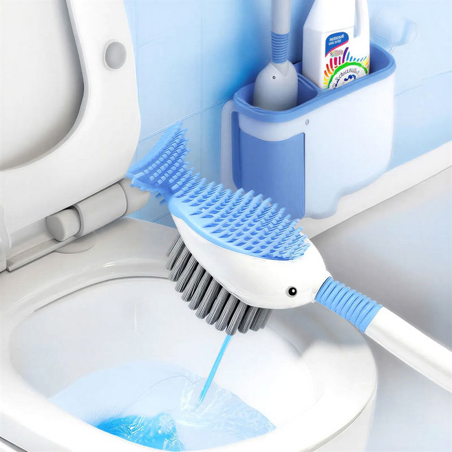 와일드윙 구석구석 강력 세척 세제 투입 분사형 변기 세척솔, 블루, 1개