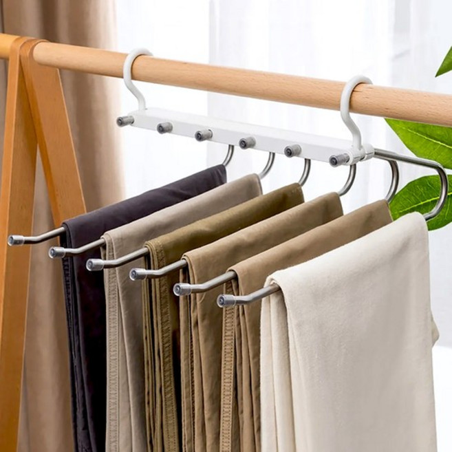 포모어 폴링 6단 접이식 바지걸이 바지 하의 목도리 스카프 넥타이 다용도 걸이, 색상:화이트, 1개