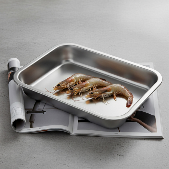 스텐 숙성 트레이 3호 36cm X 27cm X 4.8cm KB 사각 쟁반 보관 용기