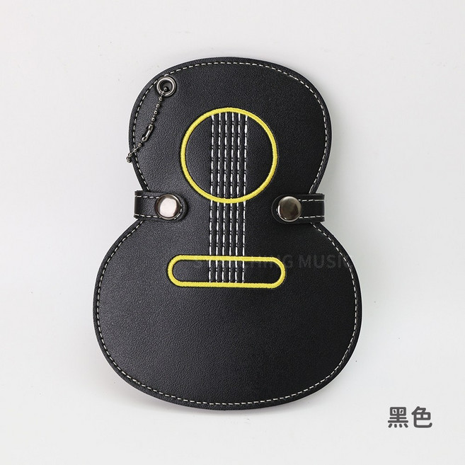 弦琴音樂 PU皮革刺繡吉他造型彈片收納包, 1個, 皮革刺繡吉他造型PICK收納包 / 黑色