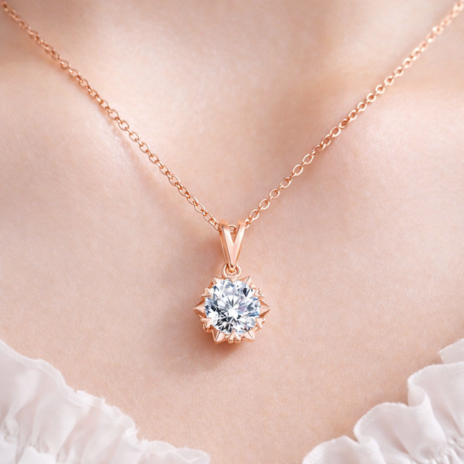 여성 14K 도금 모이사나이트 목걸이 SM-02