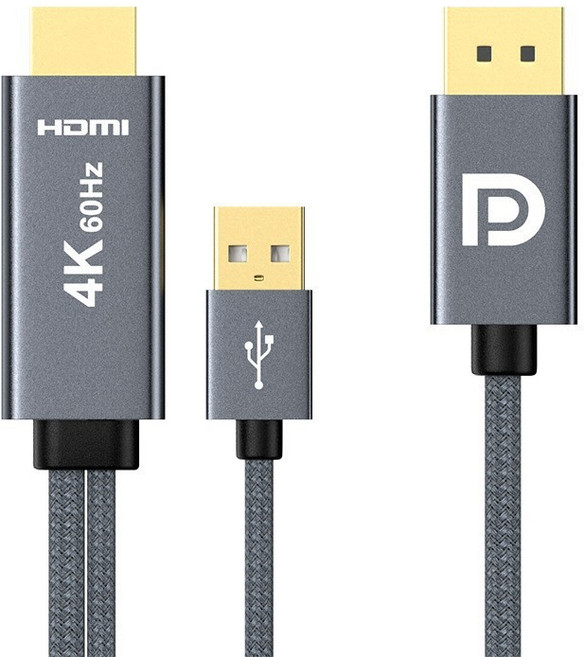 轉接器 4K高畫質 公轉母 HDTV轉DP顯示器線 即插即用, 1個, HDMI轉DP 兩米長, HDMI轉DP 兩米長