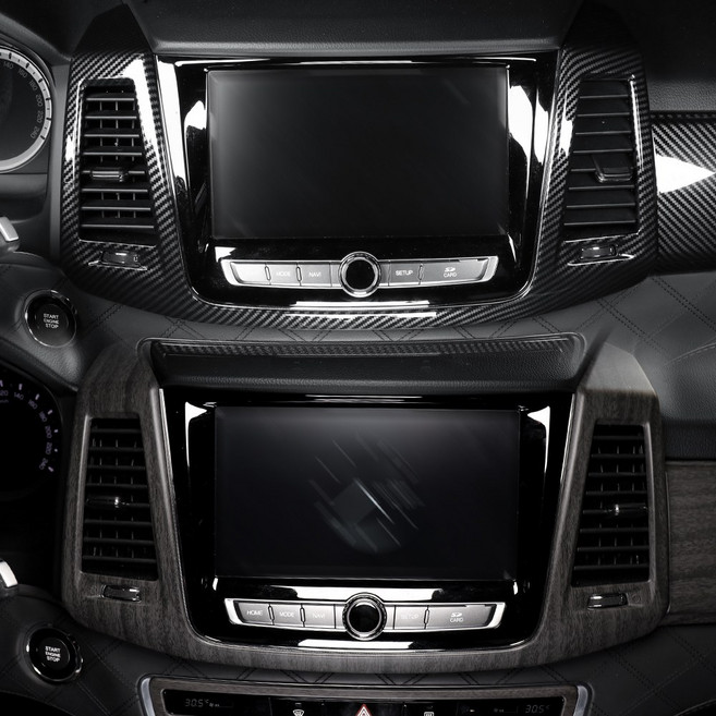 더블랙 호환 올뉴 G4 렉스턴 실내 튜닝 용품 센터페시아 송풍구 커버 카본 우드 몰딩, 센터페시아 송풍구 1P(우드)