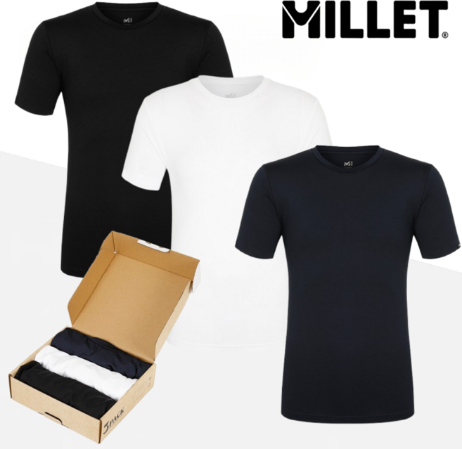 밀레 남자 반팔 티셔츠 1+1+1 3P 세트 여름 기능성 등산복 상의