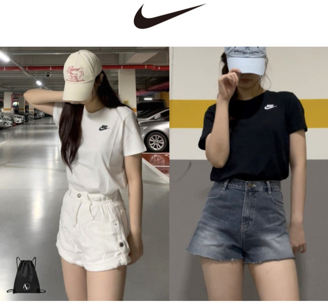 (백화점 정품) 나이키 반팔 티셔츠 여성 오리지널 클래식 스우시 로고 여름 여자 반팔티 면티 (스포젠가방)