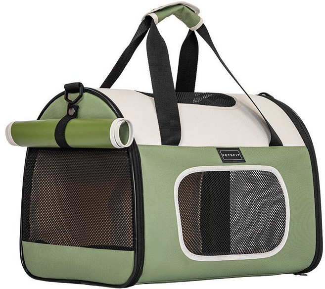 접이식 애완동물 고양이 이동장 강아지 이동가방 반려동물 삼면통풍 이동캐리어 여행용 대용량 경량, 45x29x32cm  7.5kg의 애완 동물에게 적합합, A. 녹색, 1개