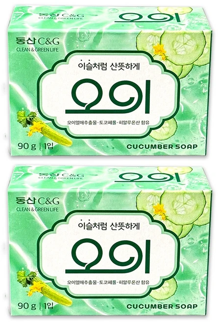 동산 C&G 오이 비누, 90g, 2개입 - 쿠팡