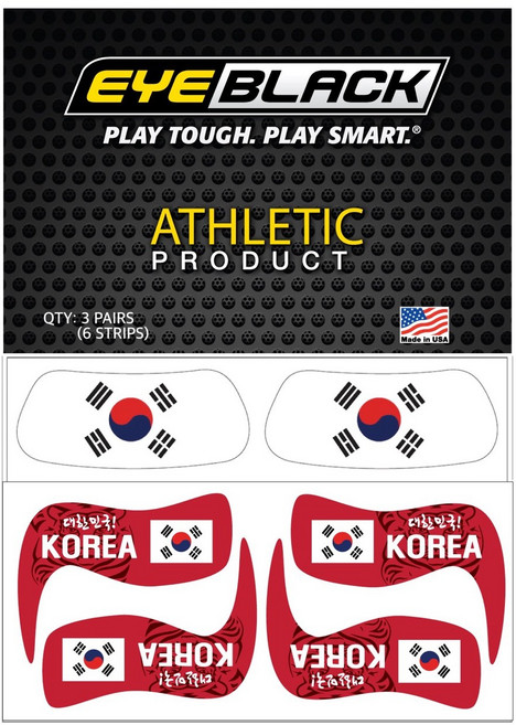EYEBLACK 국가대표 국기 아이블랙 1쌍 + 축구 스트립 세트 (총 5 pcs) 월드컵 응원템 각종 스포츠 축구 야구 MADE IN USA, 1세트, 대한민국 KOREA - 2