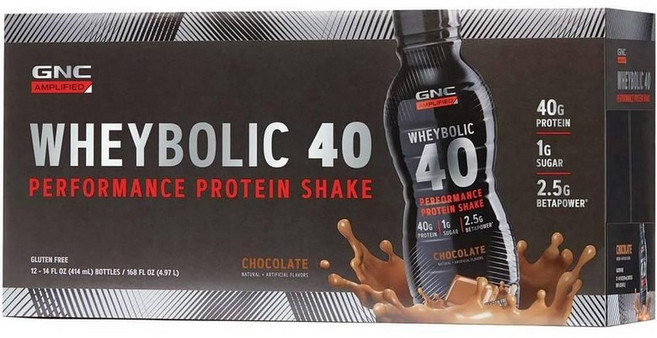 지엔씨 웨이볼릭 40 식사 대용 쉐이크 초콜릿맛 GNC AMP Wheybolic, 12개