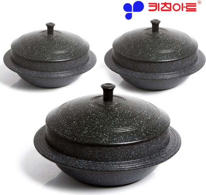 키친아트 양면코팅 통주물 가마솥 미니가마솥, 24cm, 1개