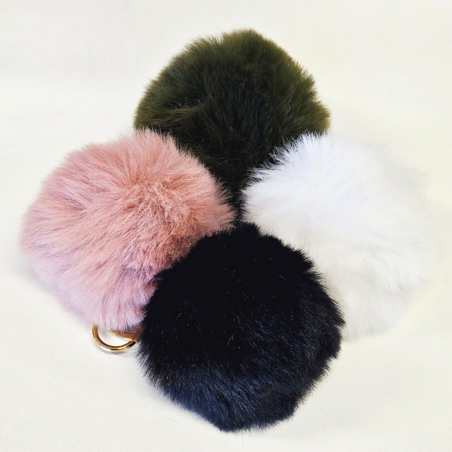 폼폼이 백참 밍크퍼 키링 키홀더 가방키링 열쇠고리