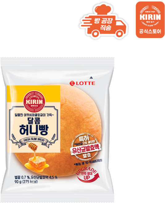 롯데제과 기린 빵 달콤허니빵X10개, 10개, 90g