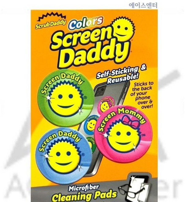 스크린대디 휴대폰 태블릿 액정 클리너 스티커 1세트 3개입