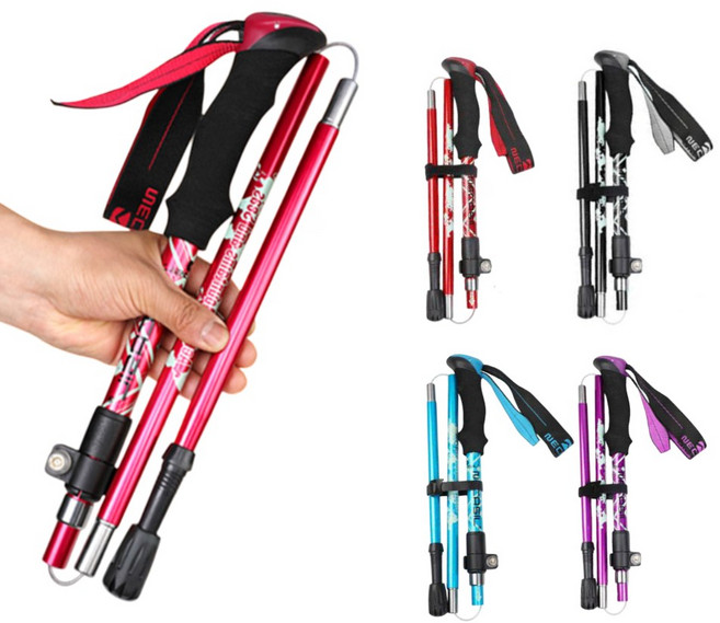 탑스틱 초경량 고무패킹 접이식 등산스틱 4단 2P, 2개, 블랙