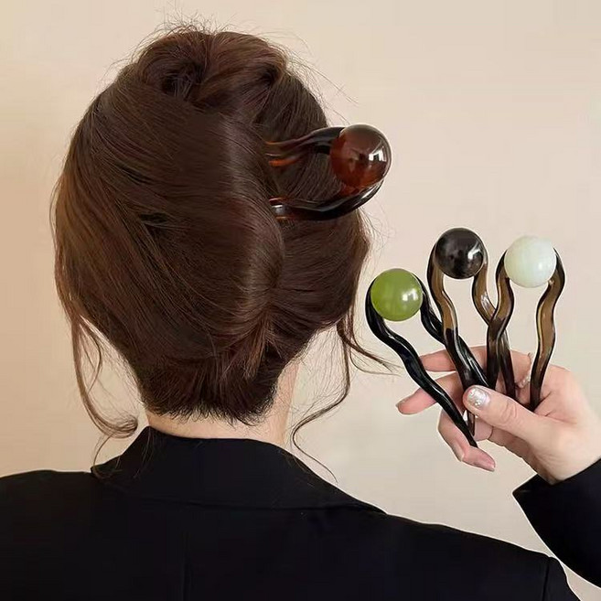 믿음상 [4개세트] 올림머리 방울 U형 비녀 완자머리 연출 데일리&격식룩 헤어핀