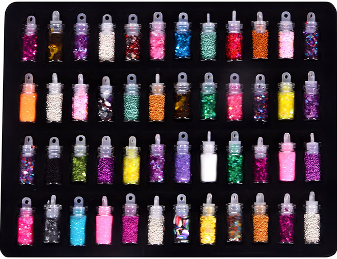 동아피엠에스 DIY 유리병 반짝이 토핑 48종 세트, 혼합색상, 1세트
