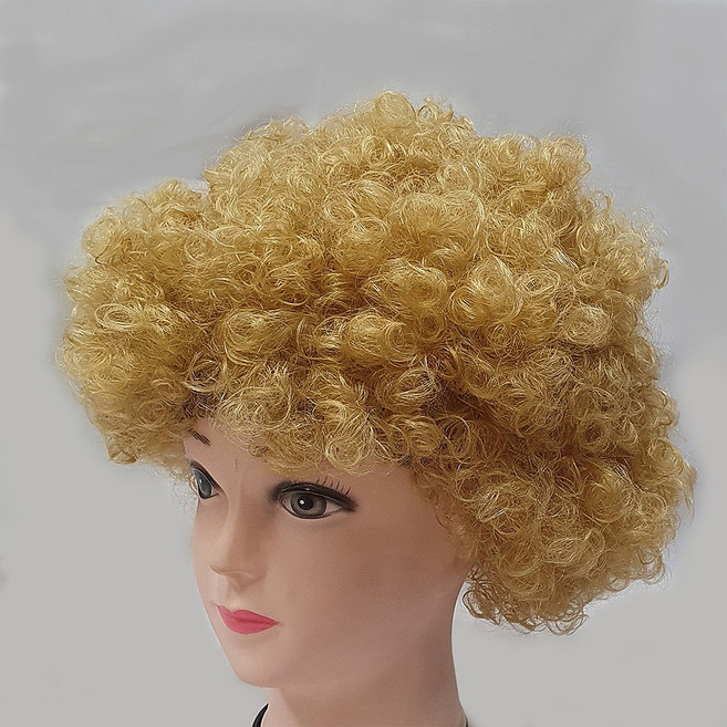 파티로 뽀글이가발 파마머리 노래방 코믹 아줌마 가발, 다크골드