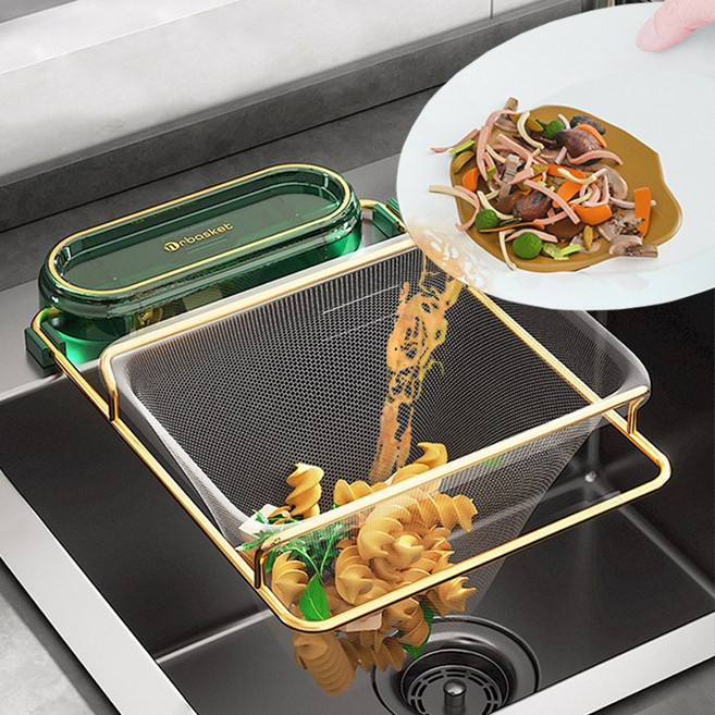 아띠꼴로 싱크대 음식물 거름망 배수구망 처리기 행주 걸이 거치대, 화이트+거름망(100매), 1세트, 1세트