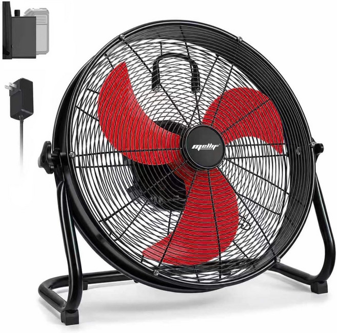 밀워키 8V 배터리도구 전용와 호환되는 8인치 고속 브러시리스 바닥 선풍기 2500 CFM 무선 헤비 듀티 금속 가정 차고 다락방 캠핑용 5스피드 휴대용 산업용, Red