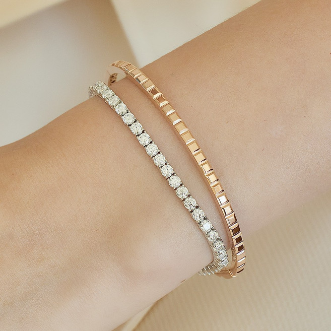 준주얼리 (Silver)모이사나이트 테니스 실버 레이어드 데일리 팔찌 SVBEB808