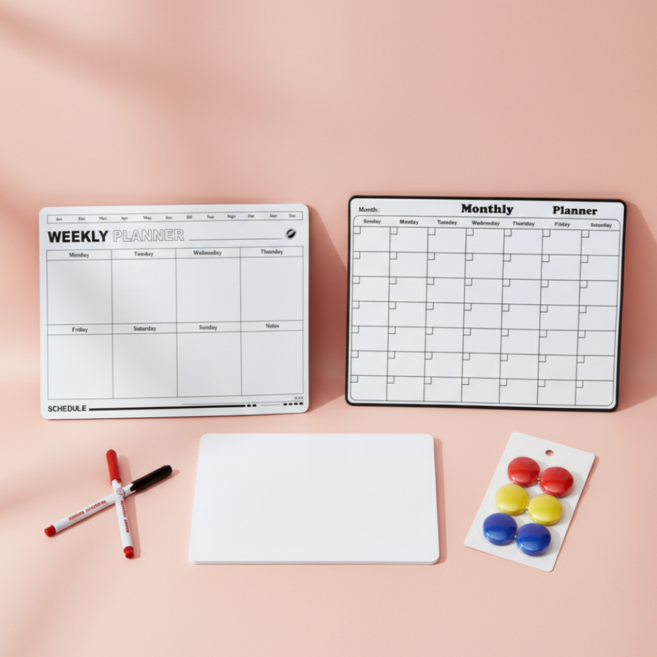 초쿙 3in1 이유식 솔루션 자석 플래너 세트 (월간/주간/백지) + 알레르기 마그넷 & 펜, 월간/주간/백지 + 마그넷 + 펜(블랙&레드)