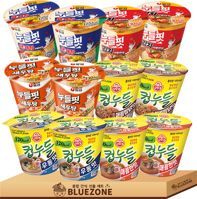 컵누들 누들핏 6종 세트 컵누들 매콤한맛2 우동2 매콤찜닭2 누들핏 육개장사발면맛2 김치사발면맛2 새우탕2, 12개
