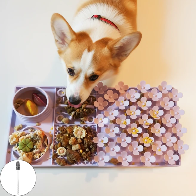 펫티푸 실리콘 슬로우식기 강아지 고양이 급체방지 밥그릇 노즈워크 매트, 1개, 퍼플 - 쿠팡