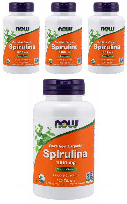 NOW Foods 螺旋藻錠 1000mg, 120錠, 4罐