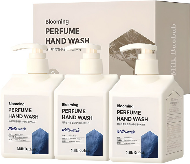 밀크바오밥 블루밍 퍼퓸 핸드워시 화이트머스크, 3개, 250ml