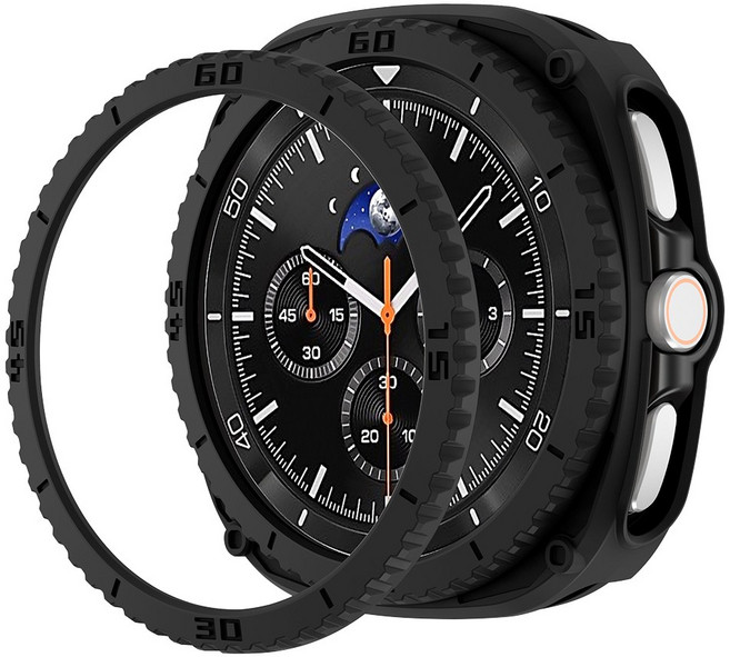 베젤가드 풀커버 케이스 논슬립 갤럭시워치8 클래식 44mm 40mm 호환, 블랙