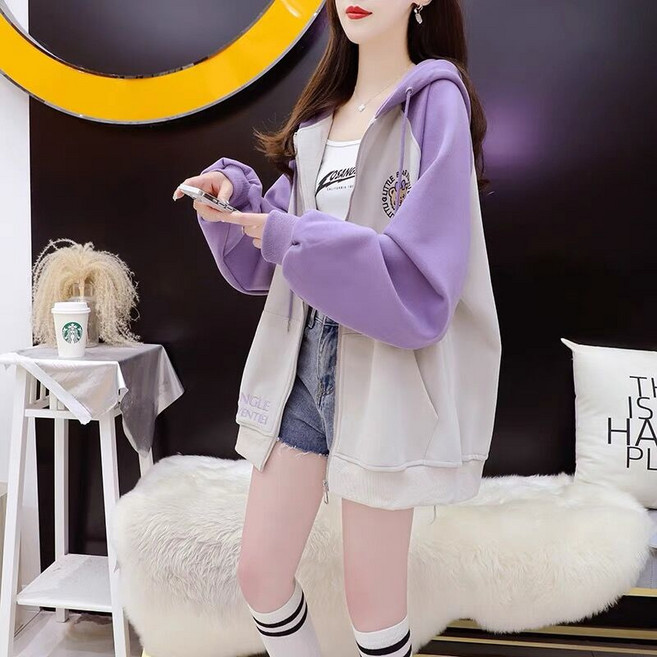 틱톡 퀄리티/순면웰론/백넥/자수후드집업가디건후드코트