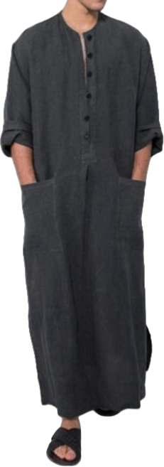 남자 원피스 치마 잠옷 남성용 빅사이즈 홈웨어 오버핏 에스닉 편안한 로브 단추