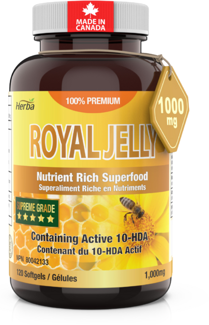 로얄젤리 캡슐 120액상캡슐 프리미엄 로열젤리 2000mg 허바 캐나다산, 120정, 1개