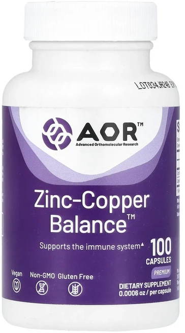 단백질 비타민 철분 마그내슘 칼슘 Advanced Orthomolecular Research AOR Zinc-Copper Balance™ 캡슐 100정 고루고루섭취해주세요, AdvancedOrthomolecularResearch, 1개 - 쿠팡