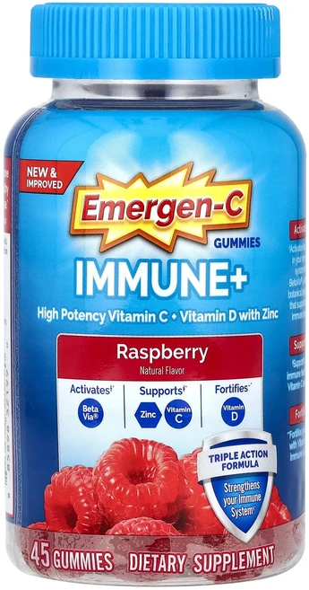 지금 곧 품절됩니다 Emergen-C Immune+ 비타민C + 비타민D 아연 구미젤리 라즈베리 구미젤리 45개 서둘러주시면 감사하겠습니다, EmergenCImmune비타민C비타민D아연구미젤리라즈 - 쿠팡