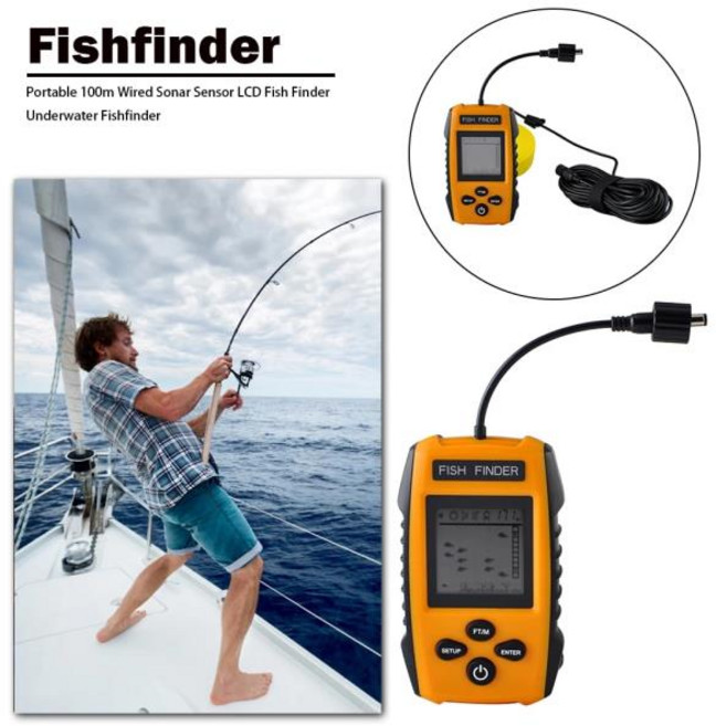 어군탐지기 100m LCD 화면 어군 탐지기 깊이 유선 음파 에코 사운 더 Fishfinder 얼음 낚시 태클 액세서리, 01 CHINA, 1개