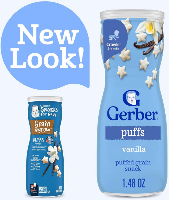 거버 그래듀에이츠 퍼프 시리얼 스낵 42g, 3개, 바닐라 (Vanilla)